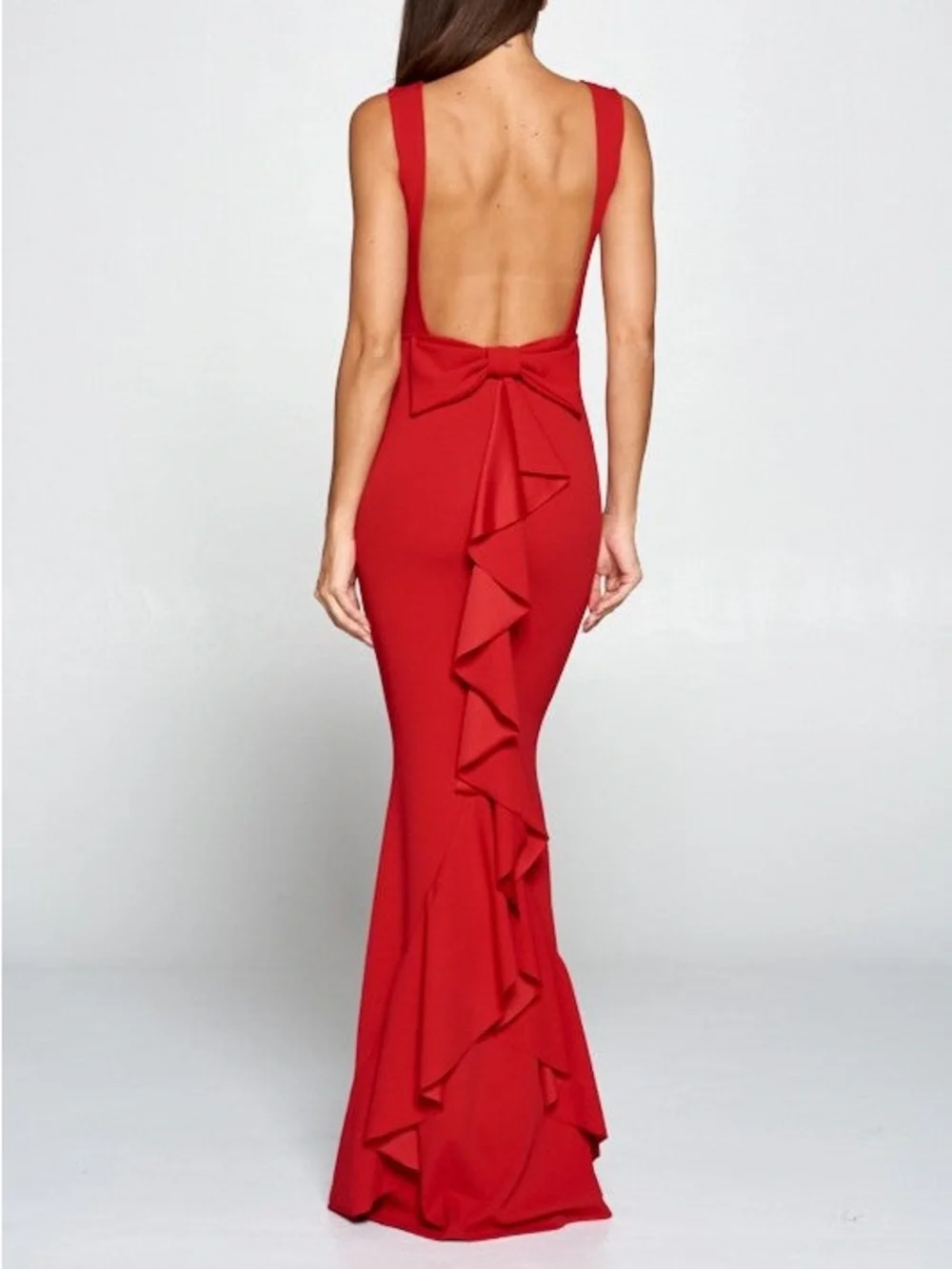 WINDSOR RED RUFFLE FORMAL DRESS - Picture 2 of 5